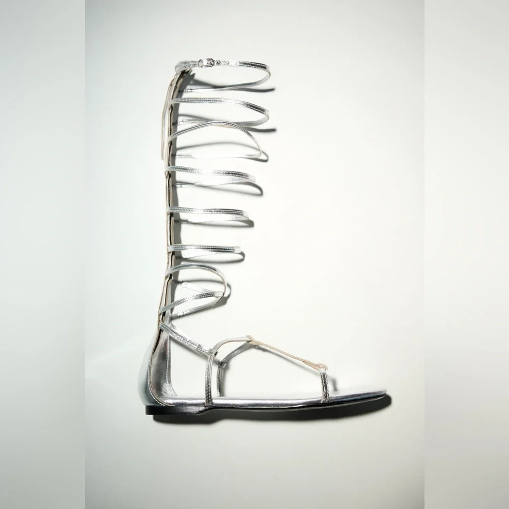 ZARA Leather Gladiator Sandals - Picture 2 of 13